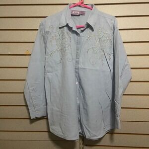 Premier International Embroidered Button Down‎ Shirt Ladies Plus 1X